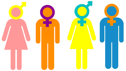 various figures of different colors and gender representations